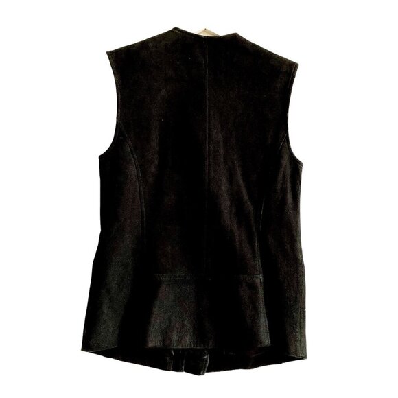 Rebecca Taylor Black Lamb Leather Moto Vest with Wool‎ Lapel, Size XS - Picture 2 of 15